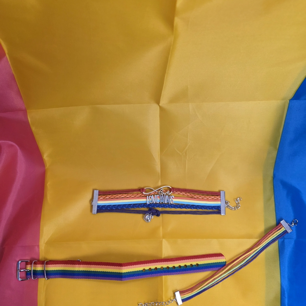 Rainbow Striped Bracelets and Belt Set